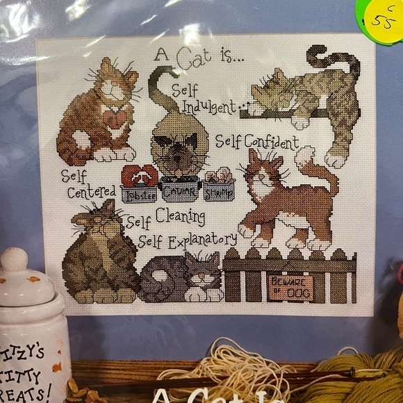 Cat Cross Stitch Kit A Cat Is… Sampler 10x12” Design Works #2358 New In Package - Picture 2 of 7